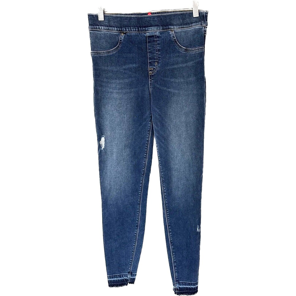 Spanx Ankle Skinny Jeans Womans Size Medium Blue Distressed